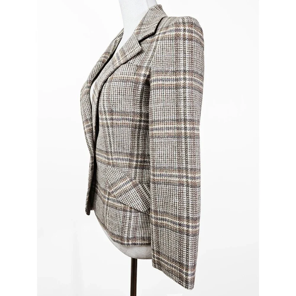 Jantzen Via Size 8 Vintage Plaid Wool/Wool Blend 70s Academia Blazer